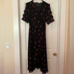 Zara lacy and sheer wrap dress